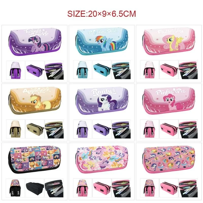 

Anime My Little Pony Twilight Sparkle Pinkie Pie Fluttershy Rainbow Dash Student Pencil Case Children Stationery Pen Storage Bag