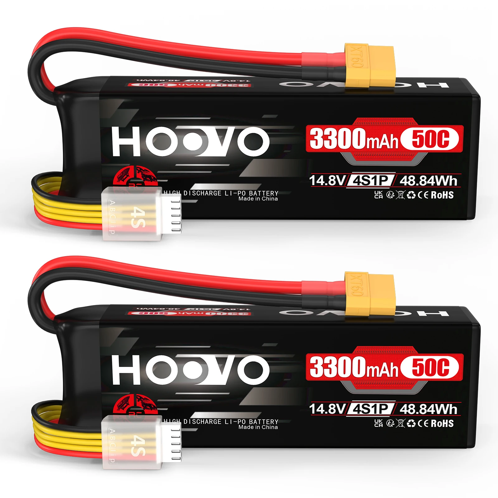 HOOVO 4S Lipo Battery 14.8V 3300mAh 50C RC Battery Softcase  with XT60 Plug for RC Car Buggy Helicopter Airplane Quadcopter