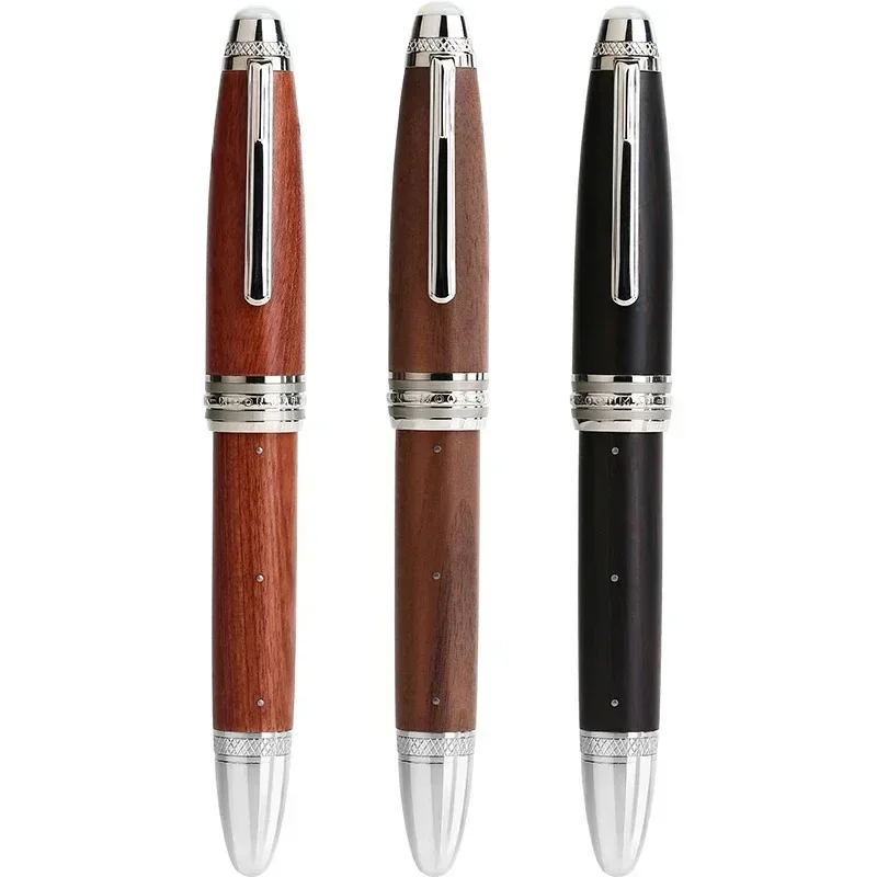 New Handmade MAJOHN M1000 Wood Fountain Pen BOCK Nib With Converter Rivet Pearl Top Writing Pen Silver Clip Beautiful Writing Pe