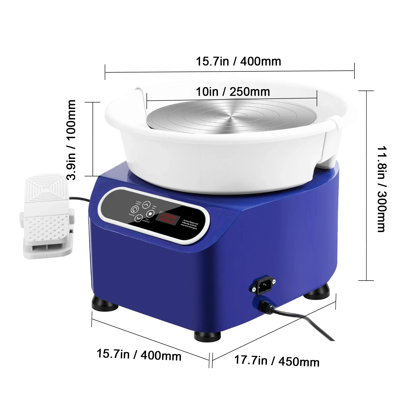 Pottery Wheel 11 inch Pottery Forming 450W Electric Wheel for Pottery Direct Drive Ceramic Wheel for DIY Art Craft Blue