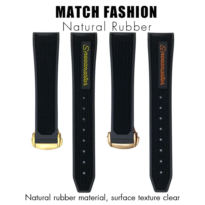 Rubber Watchband 19mm 20mm 21mm Folding Buckle Watch Strap for Omega Speedmaster Seamaster Silicone Waterproof Sport Bracelets