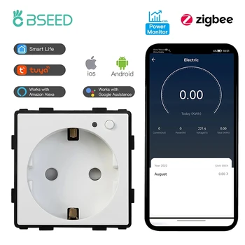 Bseed zigbee tomada inteligente monitoramento de energia tomada internet tomada parede elétrica tuya vida inteligente google alexa controle sem fio
