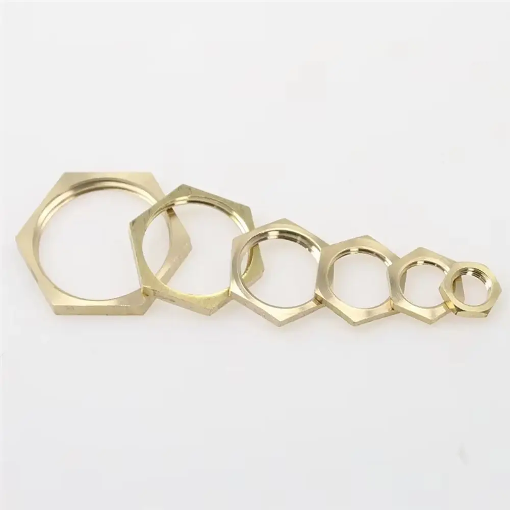 

10Pcs Brass Hex Lock Nuts BSP 1/8" 1/4" 3/8" 1/2" 3/4" 1" Hexagonal Shank Cap Flange Nut Durable Female Thread Water Tank Joint