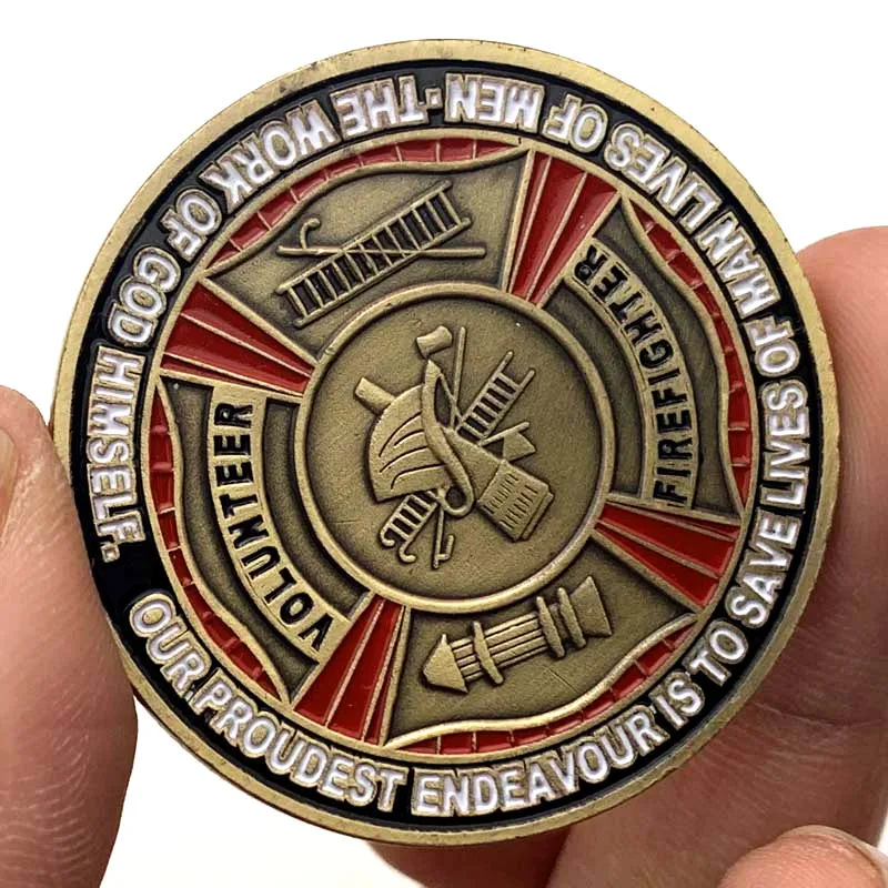 American Firefighters Plating Bronze Commemorative Medal Collection Coins Commemorative Coins