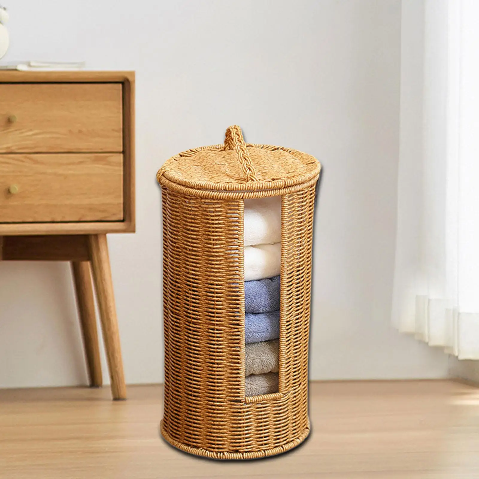 

PP Material Toilet Paper Holder Basket Versatile Waterproof for Bathroom Side Cutaway Front Sturdy Accessories 17.5x38cm
