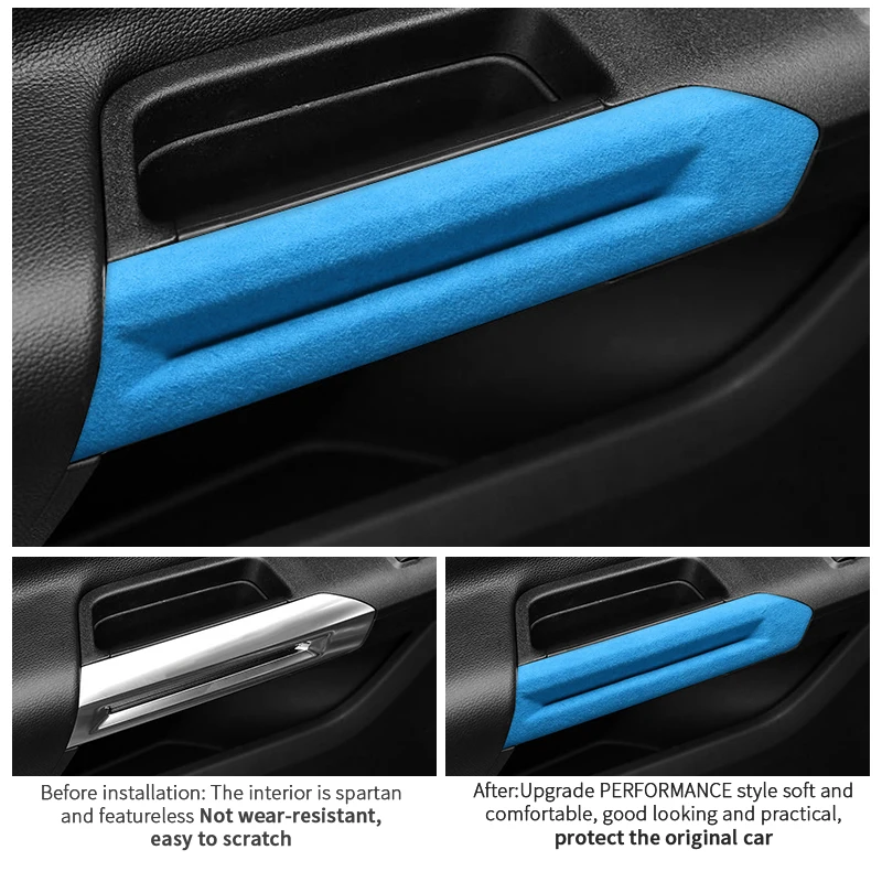

For Mustang Car Door Handle Boot Cover Decorative Trim Sticker Made of Alcantara Premium Interior Tuning Accessories