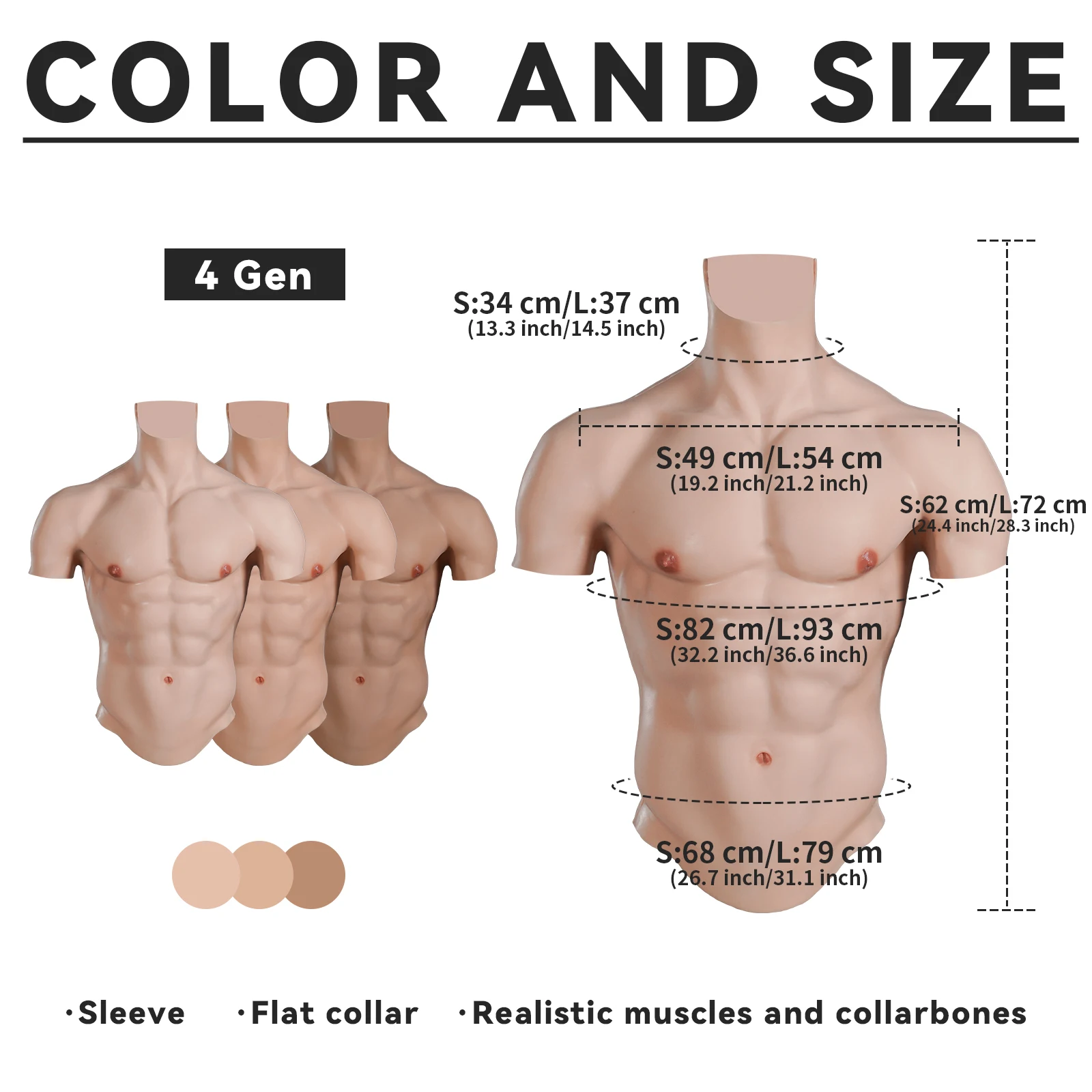 CYOMI Realistic Silicone Muscle Suit Male Fake Chest Muscle Bodysuit for Crossdresser Macho Silicone Artificial Simulation