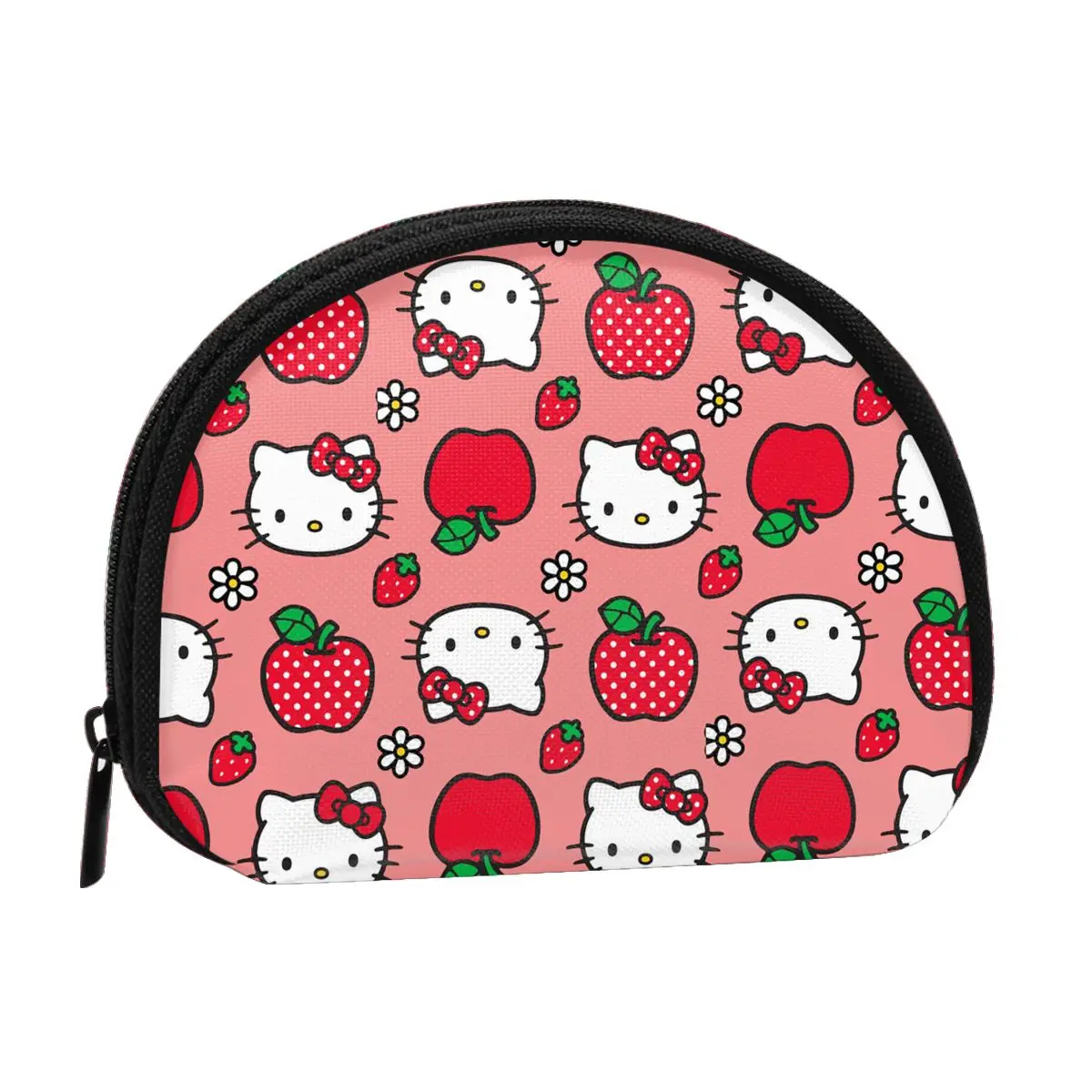 Hello Kitty Strawberry Coin Bag Purse for Kids Girls Fashion Sanrio Cartoon Printing Wallet Portable ID Card Storage Bags