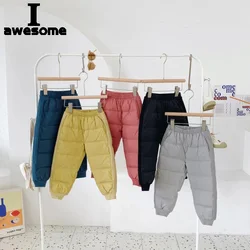 Children Go Out in Winter Extra Thick Warm Down Pants Boys and Girls Long Casual Down Trousers Elastic Band Pants 2022 New style