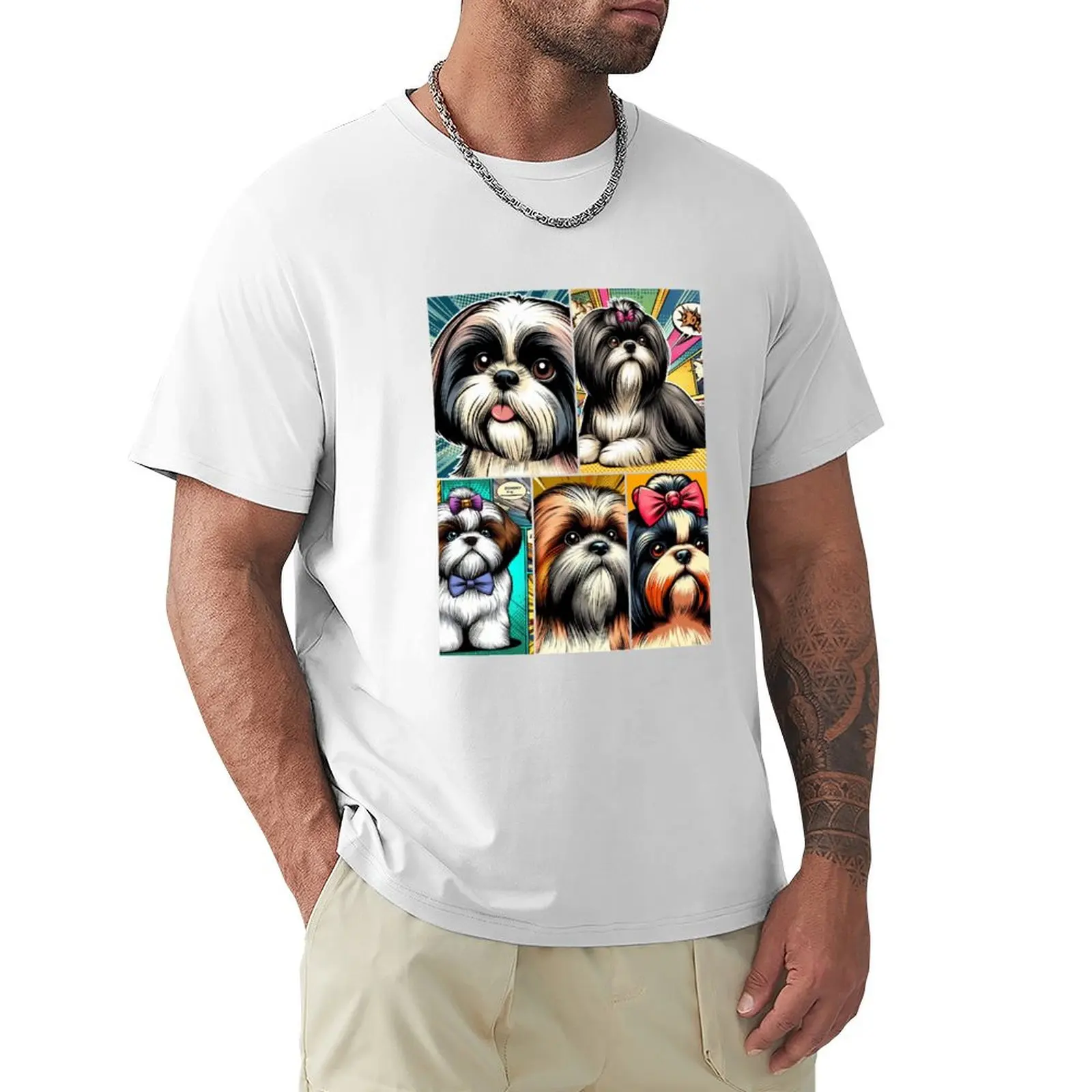 Shih Tzu Comic Art! T-shirt Aesthetic clothing tops mens graphic t-shirts hip hop