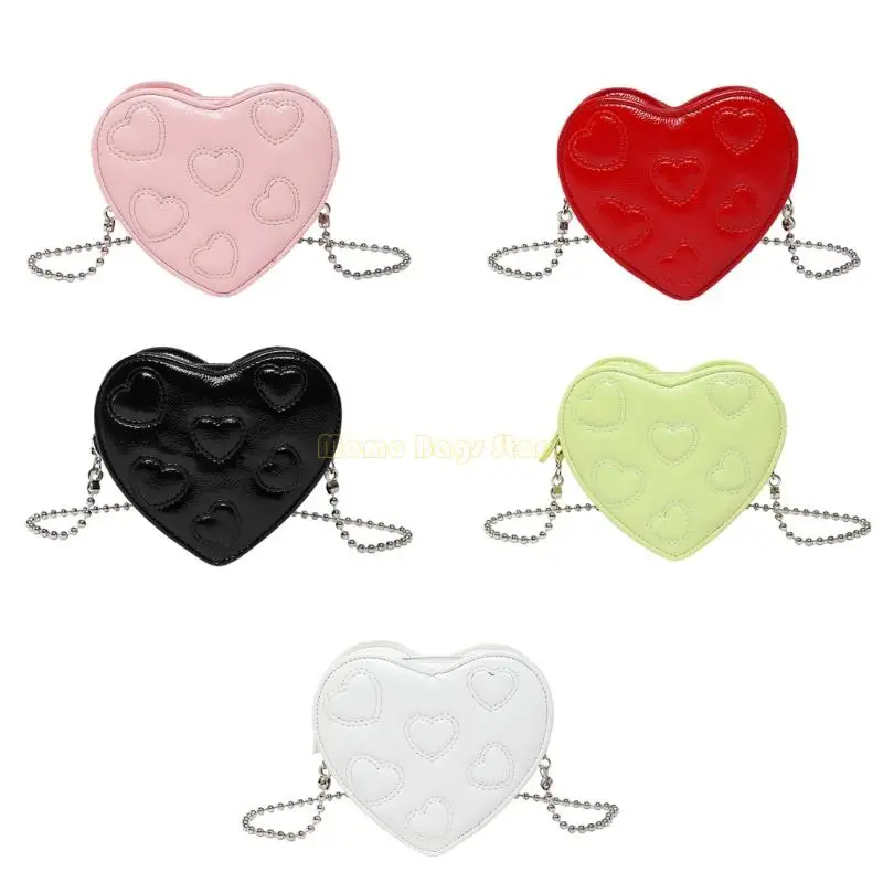 

X90D Stylish Heart Embroidery Crossbody Bag PU Leather Shoulder Purse for Women
