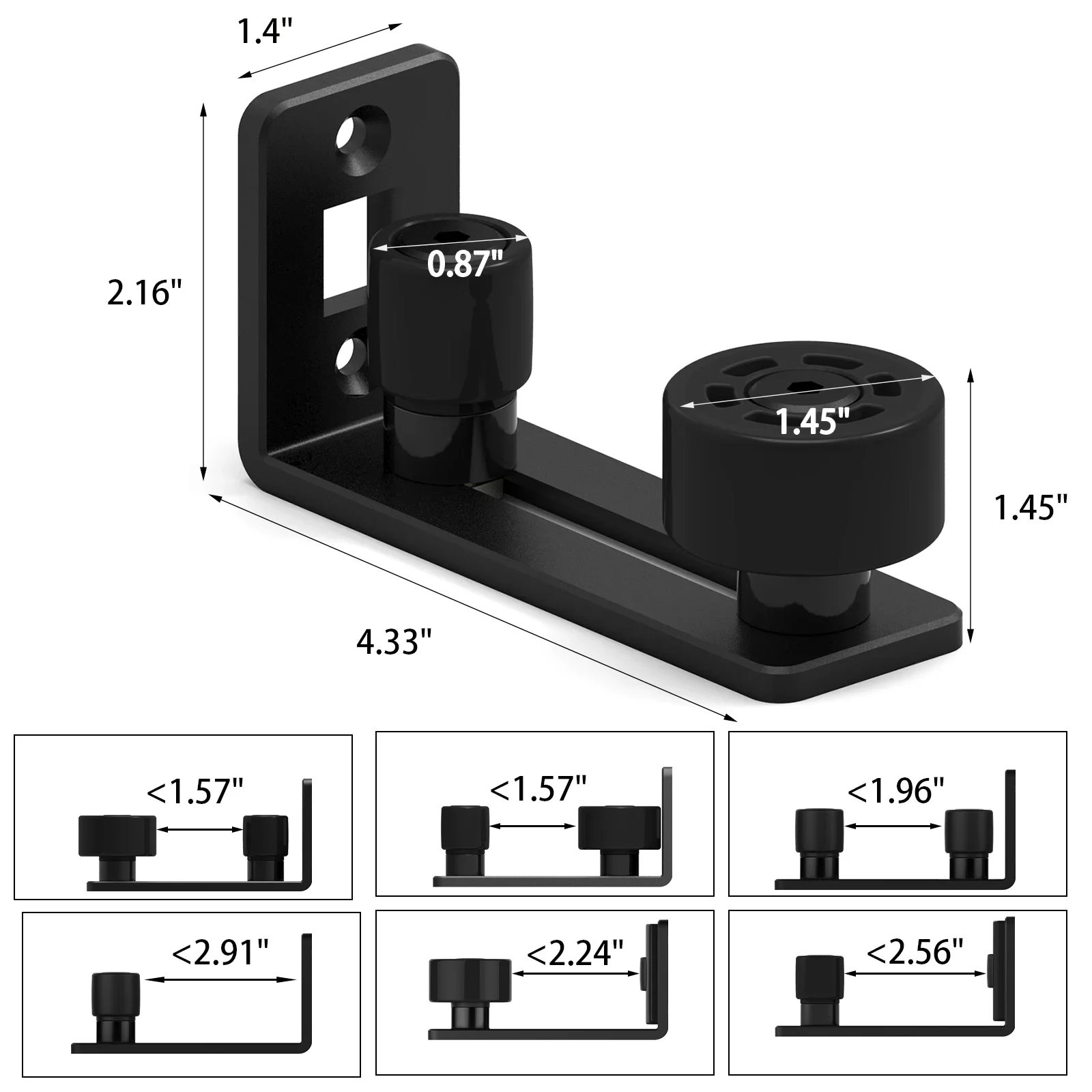 Guida al pavimento a rulli combinata per porte universali nere: liscia, sicura ed elegante