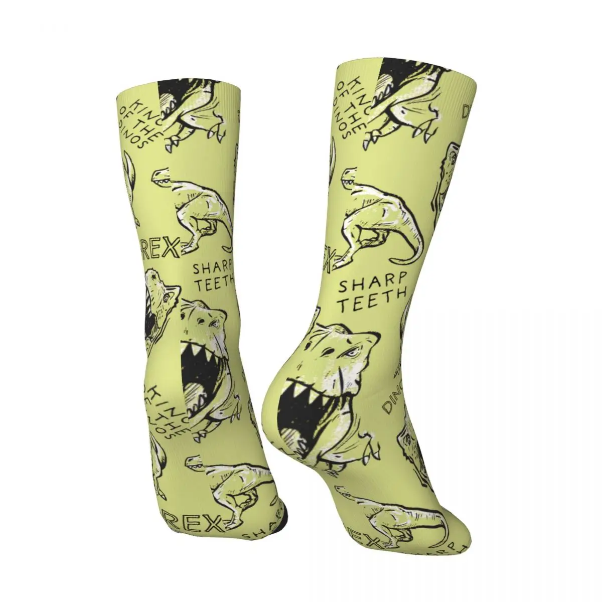 Crazy Sock for Men Dinosaurs With Typography Hip Hop Harajuku Dinosaur Seamless Pattern Printed Boys Crew Sock Novelty Gift