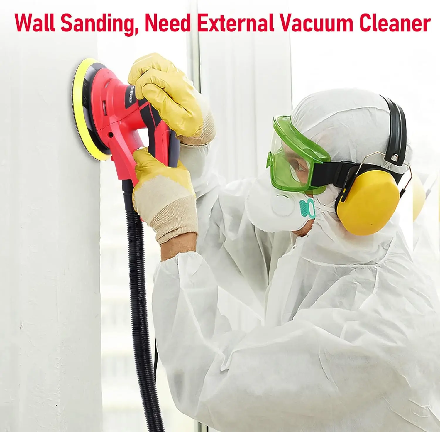 Lixadeira orbital aleatória, motor sem escova PioneerWorks, poderosa 350W e baixa vibração, 10000 RPM, 6 polegadas para carpintaria, polimento, carro