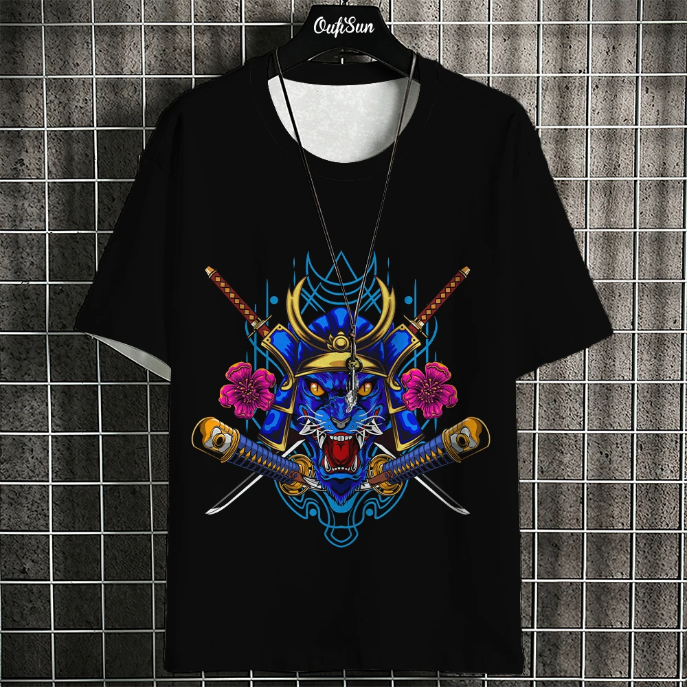 Harajuku style Short Sleeve O-Neck T shirt Men Oversize S-4XL Dark Stylish Men T-Shirts Hell Warrior Graphics Men's Clothing