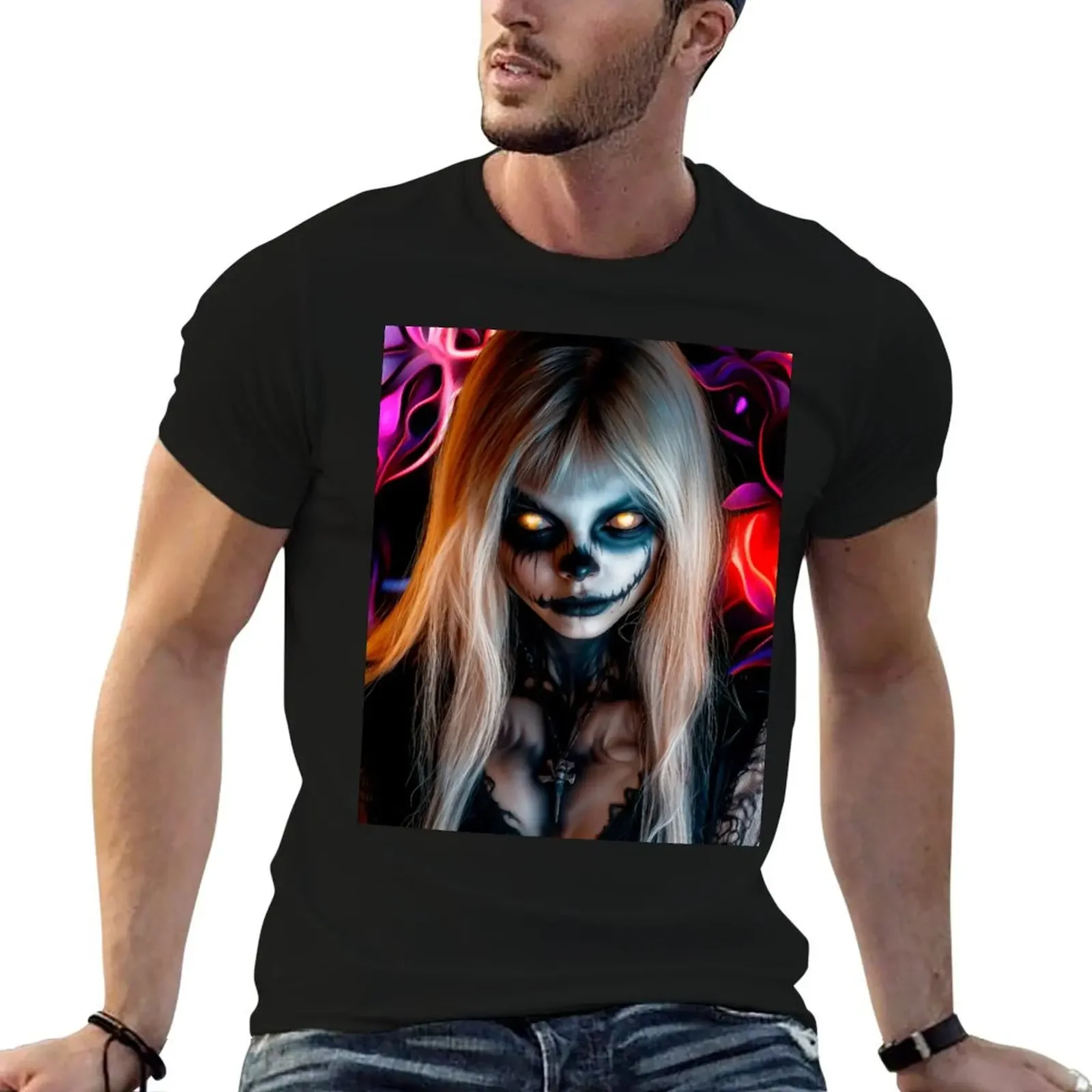 

Shelley Ghostly Halloween Portrait from Skarraquin Band T-Shirt T-shirts man blue lock shirts men graphic