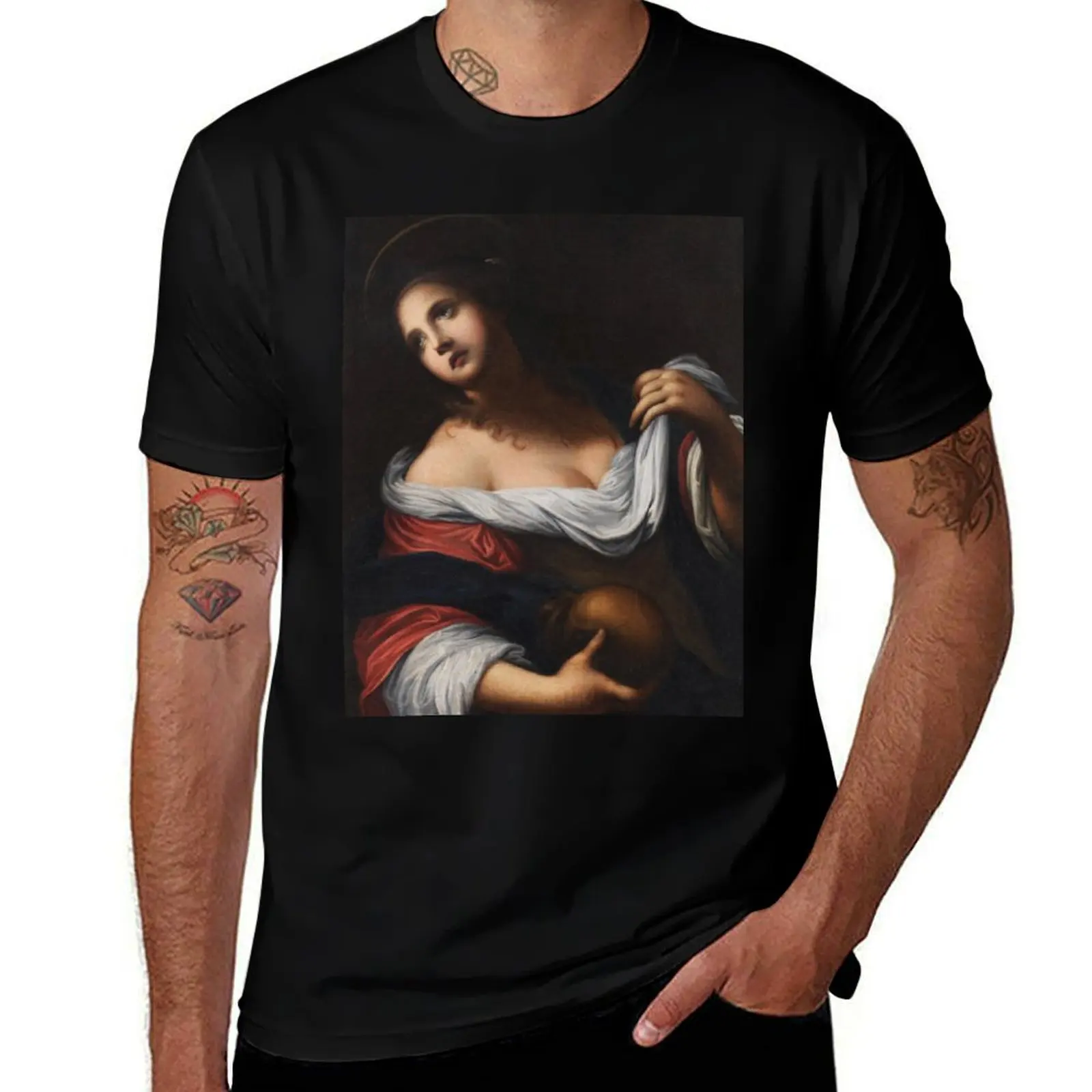 The Mary Magdalene Circle of Simone Pignoni 17th Century Renaissance Biblical Art T-Shirt Mechanic Work Tee Shirt