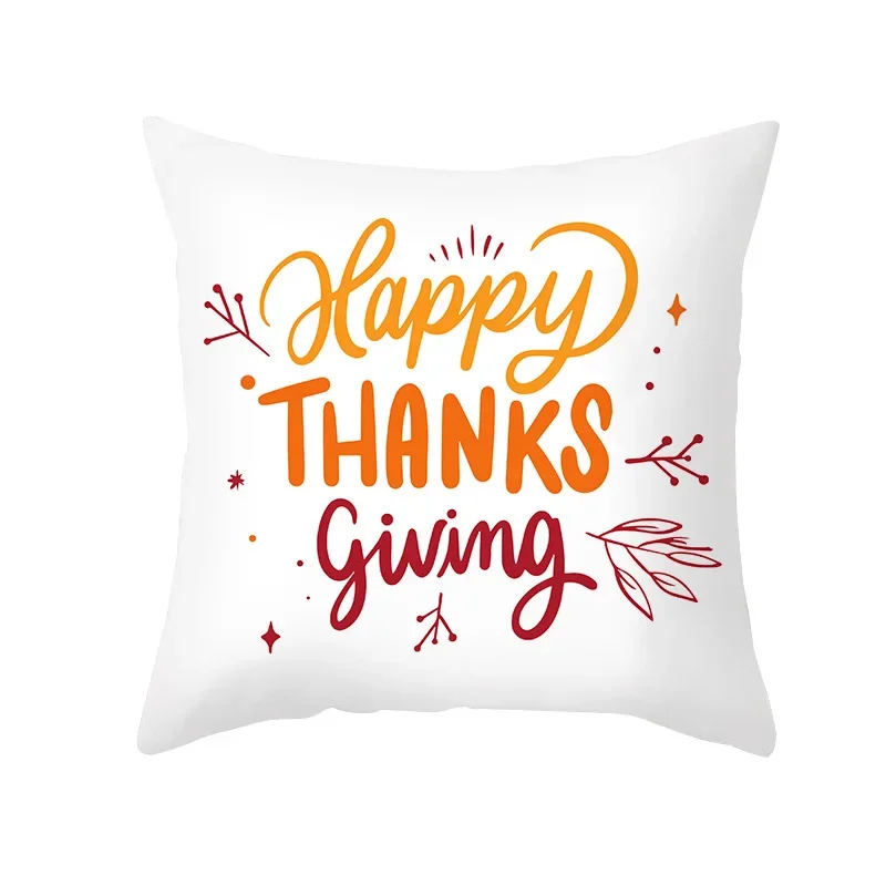 Fall Thanksgiving Cushion Cover 45x45 cm Pumpkin Harvest Funny Turkey Printed Pillow Cover Farmhouse Home Decor Throw Pillowcase