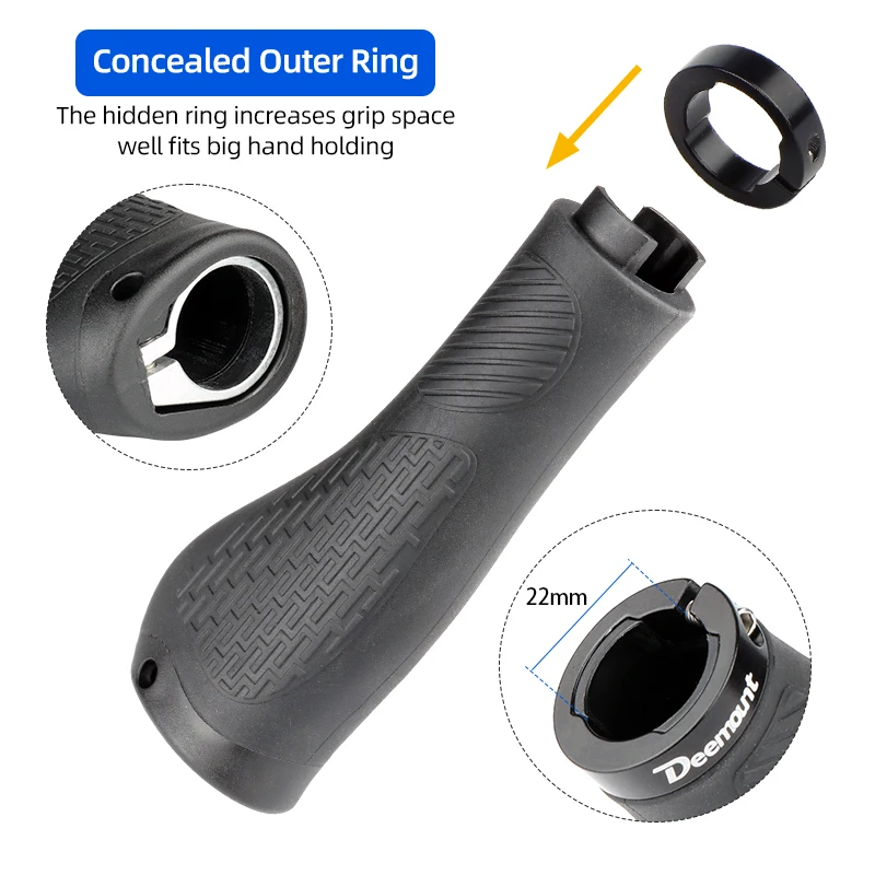Big Hand Grips MTB Handlebar End Folding Bicycle Long Short Swivel Bar Casings W/ Concealed Lock Ring TPE Streamlined Palm Rest