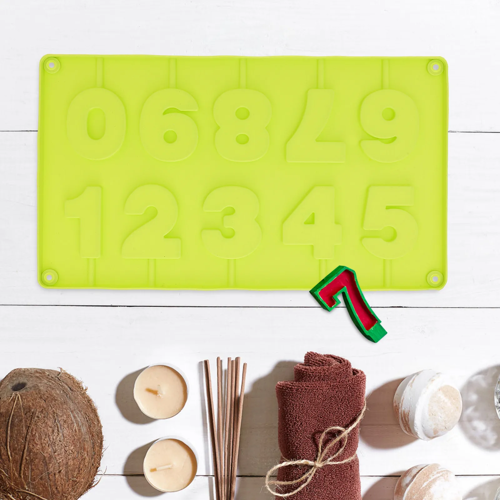 Silicone Arabic Numerals 0-9 Mold Heat Resistant Non-Stick Baking Tool for Cake Chocolate Oven Microwave Use