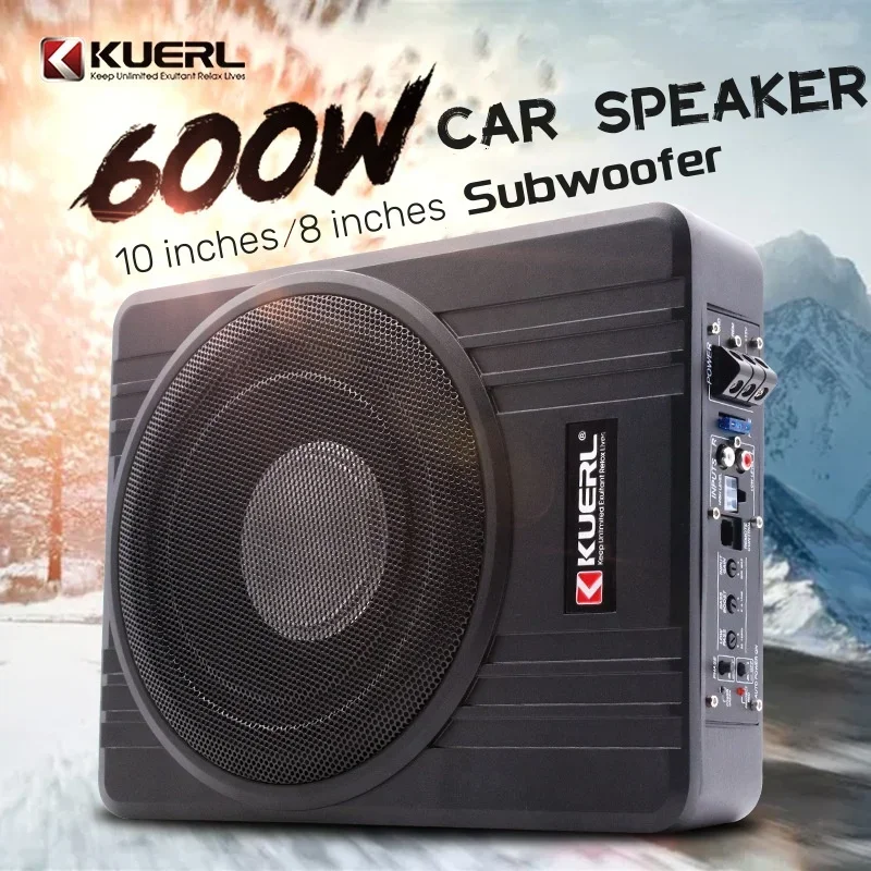 Active Aluminum Car Subwoofer Speaker 12V Professional Car Modification 10 Inch Ultra-thin Pure Bass Audio Under Seat 600W Power