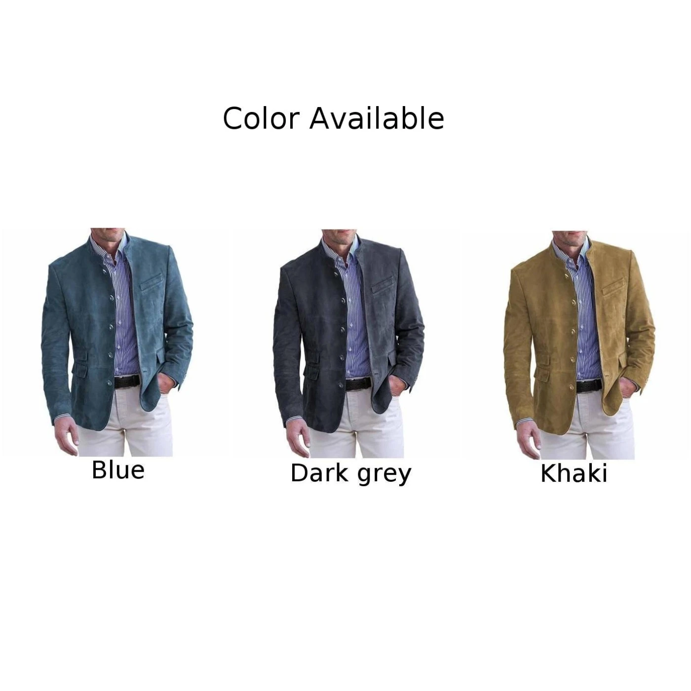 Mens Autumn Winter Stand Collar Single Row Blazers Vintage British Style Jackets