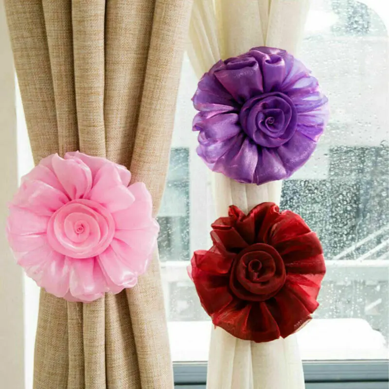 Modern Room Buckle Holder Magnetic Curtain Tieback Flower Strap Window Flower Curtain Tieback Clip-on Rose Tie Holder Decor