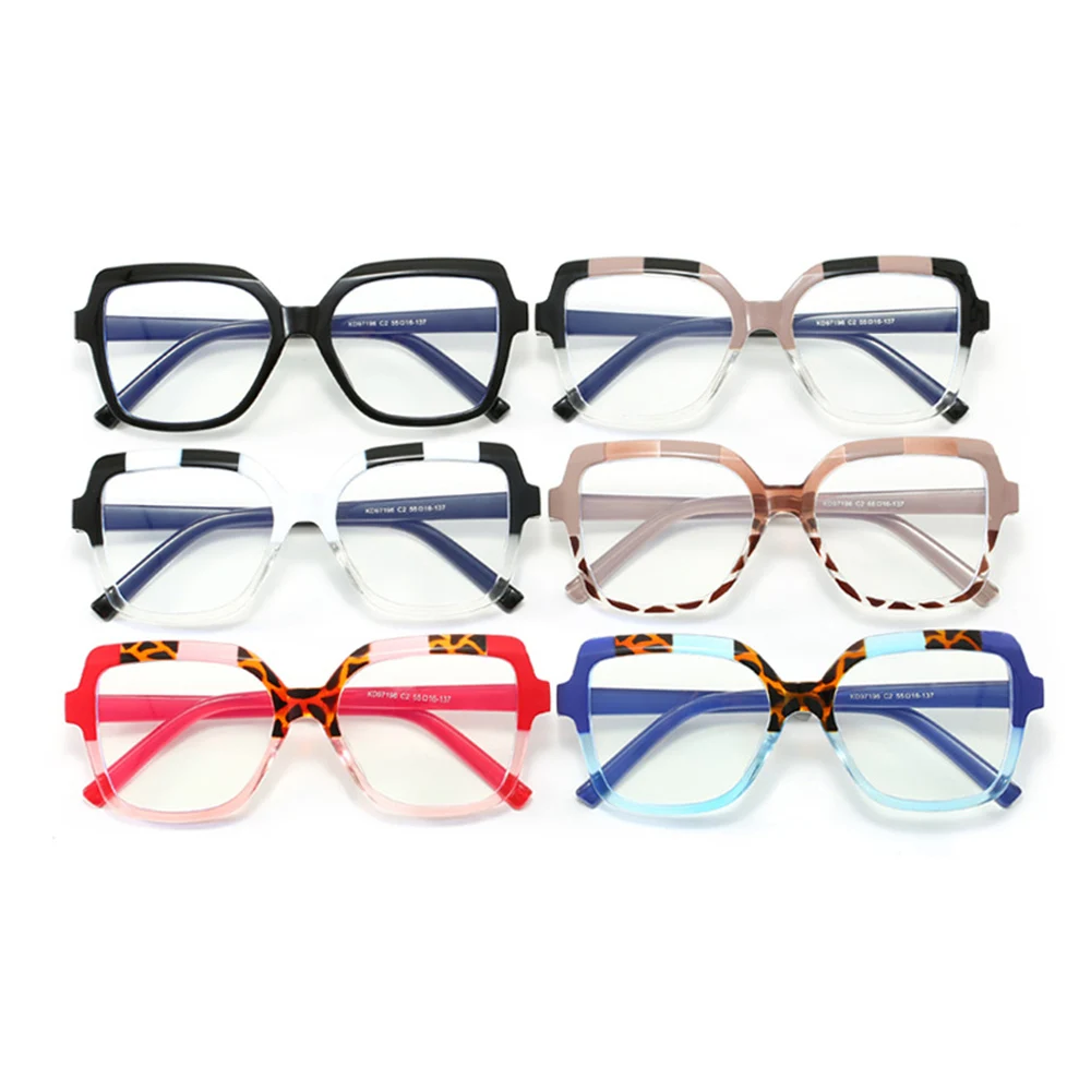 Blue Light Blocking Square Eyeglass Frame Anti Blue Light 2024 New Frame Color Collision Fashion Women Flat Mirror Glasses