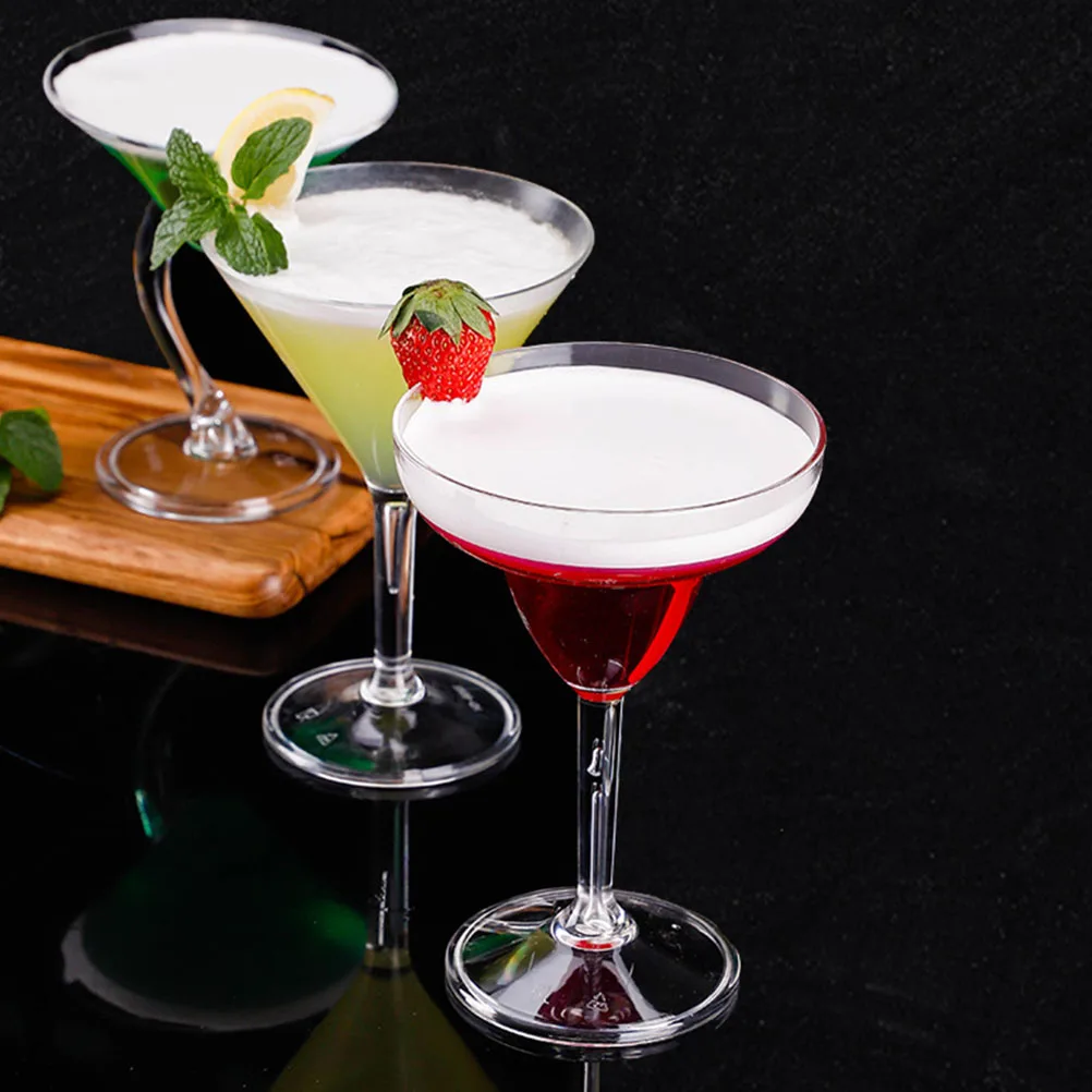 

2pcs Cocktail Glass Clear Plastic Martini Cups Shatterproof Lightweight For Bar Pub Party Stem Wine Goblet Red Wine Glass