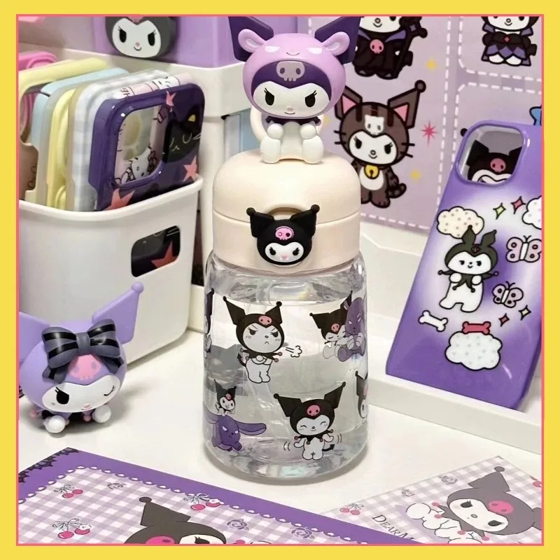 

Sanrio, Hello Kitty Kuromi Cinnamoroll, мультяшная пластиковая чашка для воды, милая модная чашка для воды из тритана, портативная Подарочная чашка для воды с защитой от падения