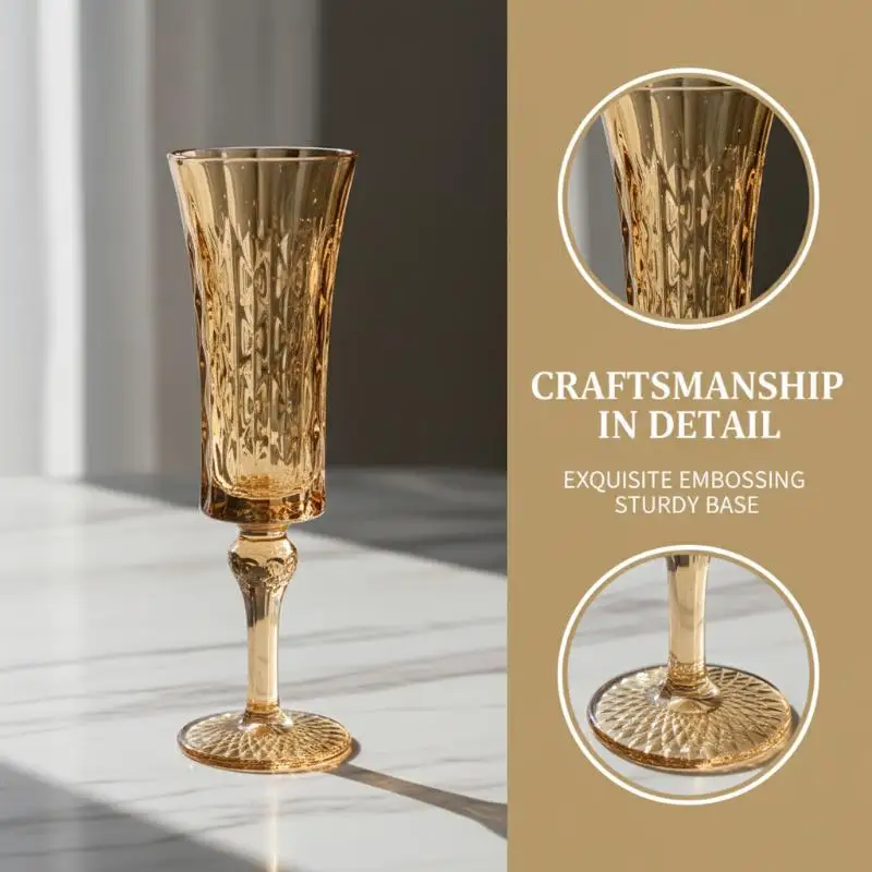 French Retro Striped Champagne Glass Couple Crystal Glass Goblet Cup Wine Cocktail Juice Glass Tasting Glasses