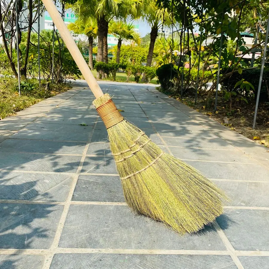 

Straw Soft Broom for Cleaning with Long Handle Broom Broom Decorative 9.45 Width, 45.28 Length