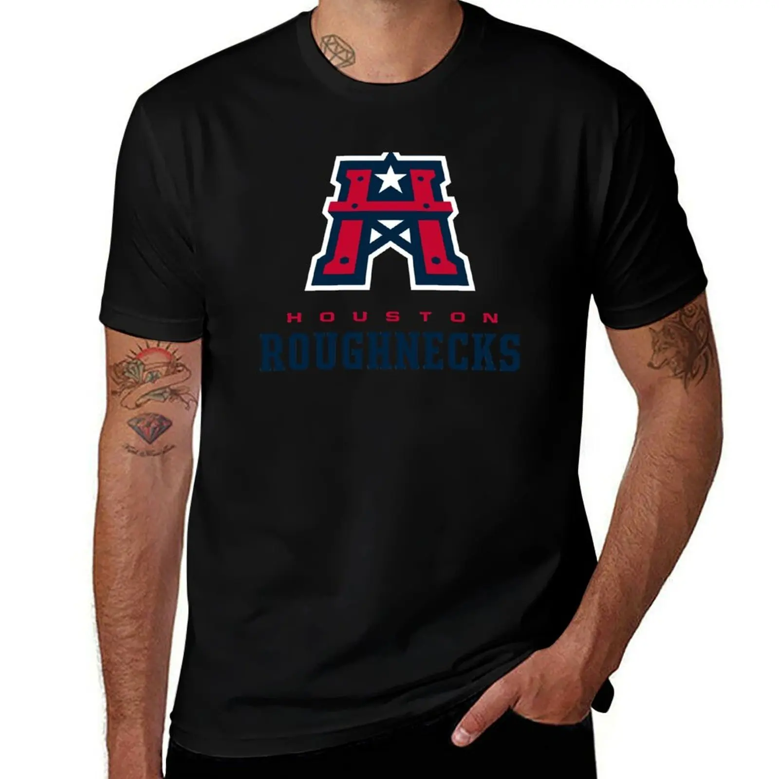 

Houston Roughnecks Logo T-Shirt shirts graphic tee topping Short sleeve tee boys animal print Short sleeve tee men