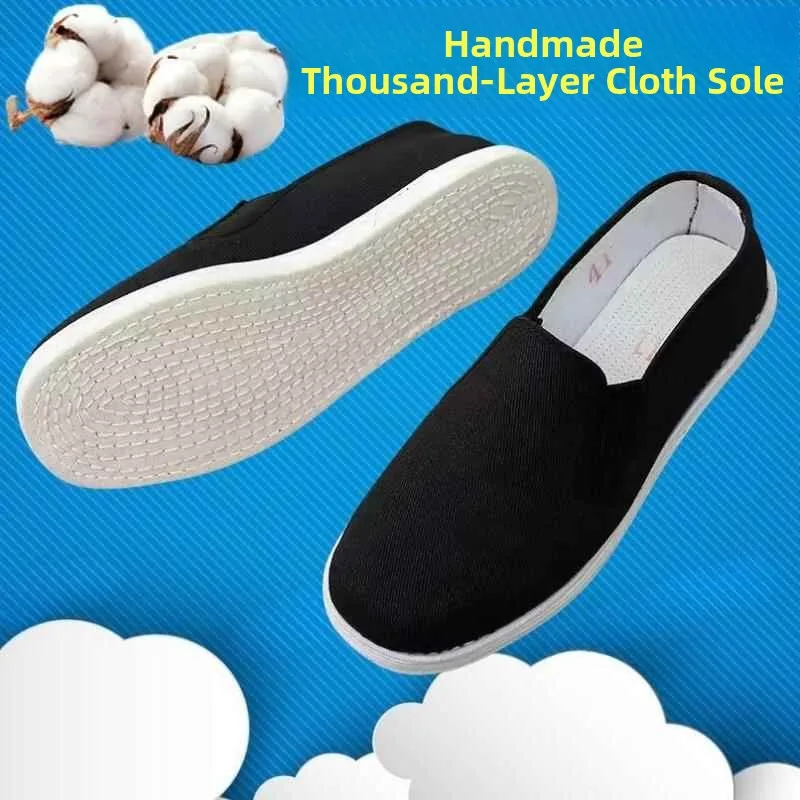 

Men's Slip-On Canvas oes Breathable Comfortable Old Beijing Anti-Odor Bla Summer Wearable Multi-Layer Cloth Bot Loers