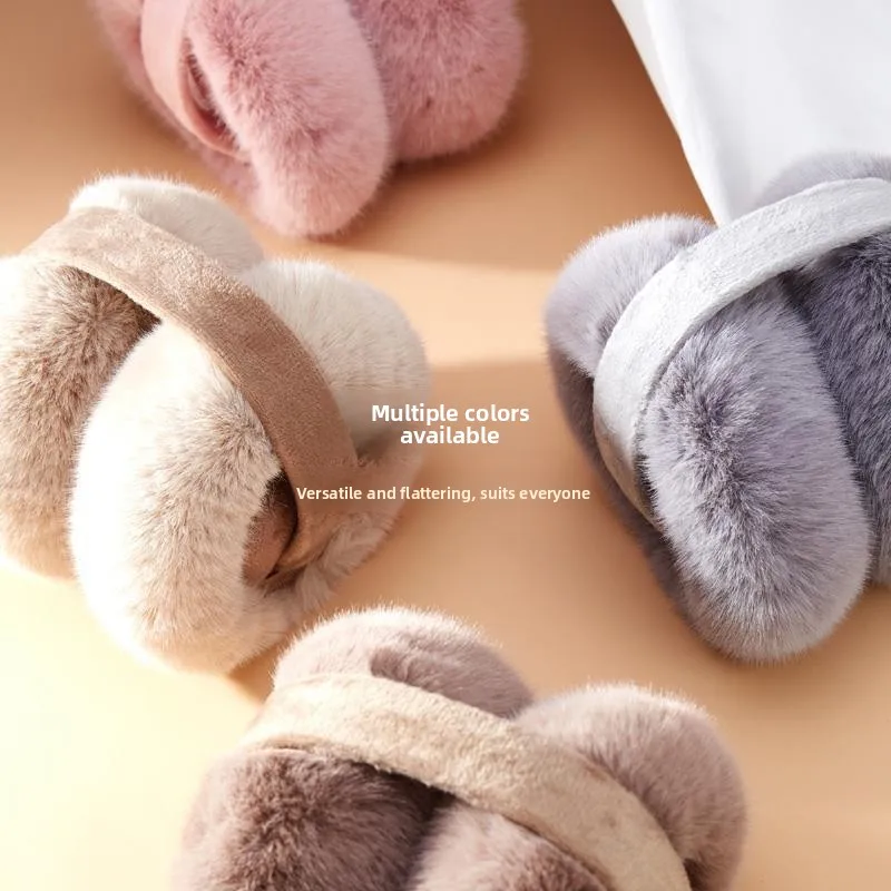 Warm Earmuffs For Cute Female Students, Warm Ear Covers, Winter Ear Protection Plush Ear Bags, Antifreeze Folding Ear Tips
