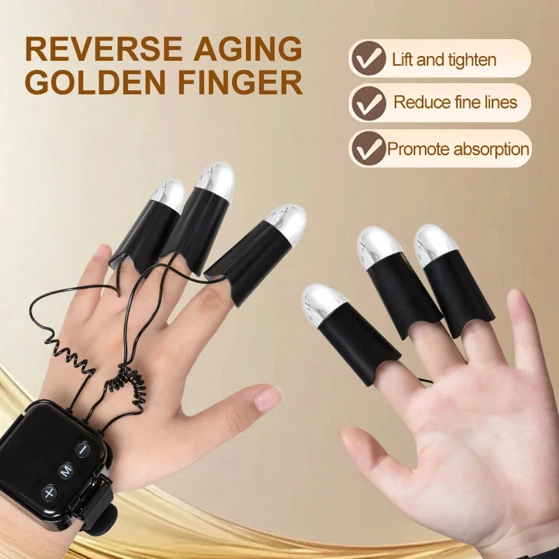 NEUE Mikrostrom Gold Finger Facelift Geräte Haut Verjüngung EMS RF Gesichts Hals Straffende Massagegerät Gesicht Schönheit Pflege Gerät