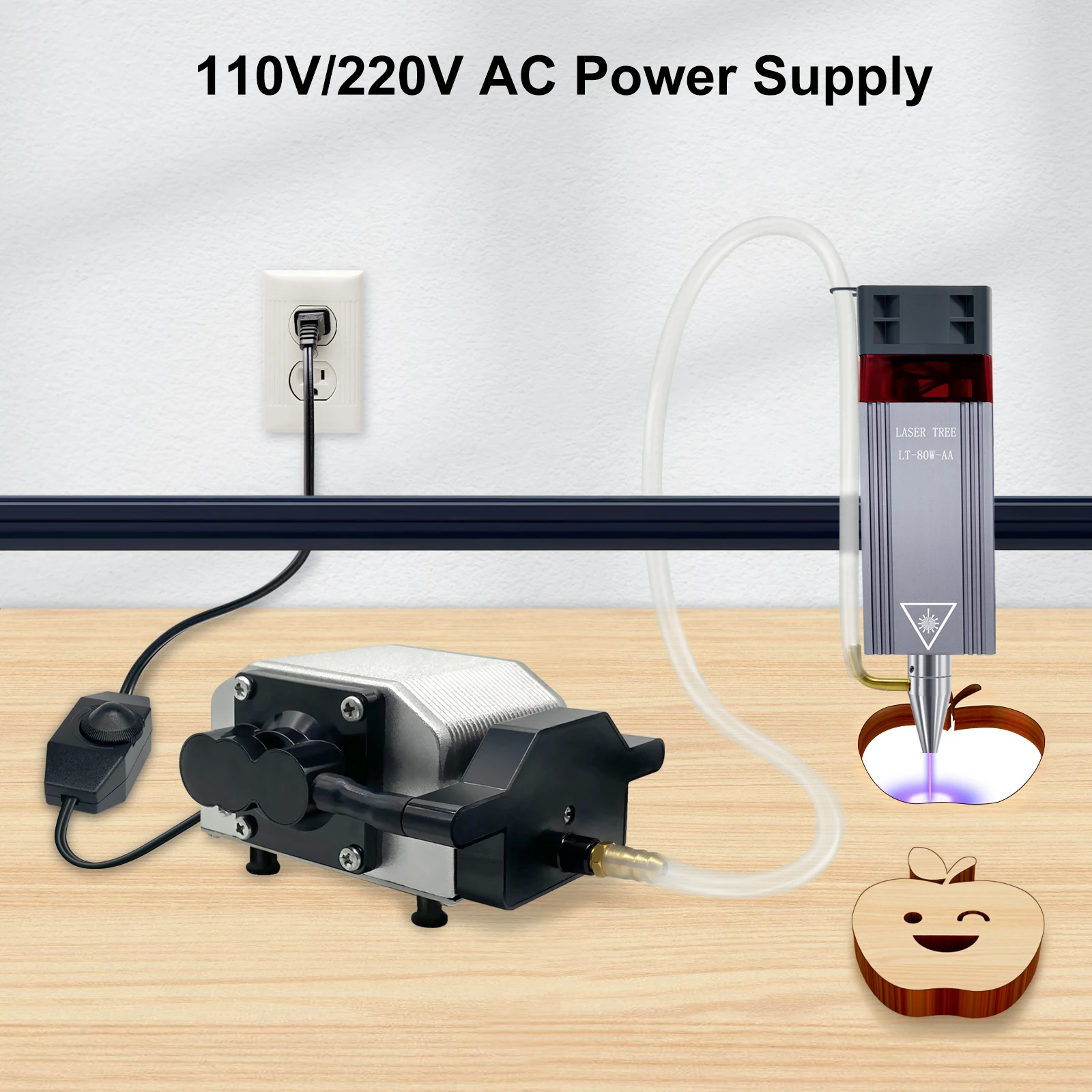 LASER TREE Air Assist Compressor AC 110V/220V Laser Air Assist Pump for Laser Cutter and Engraver Adjustable 10-30 L/Min