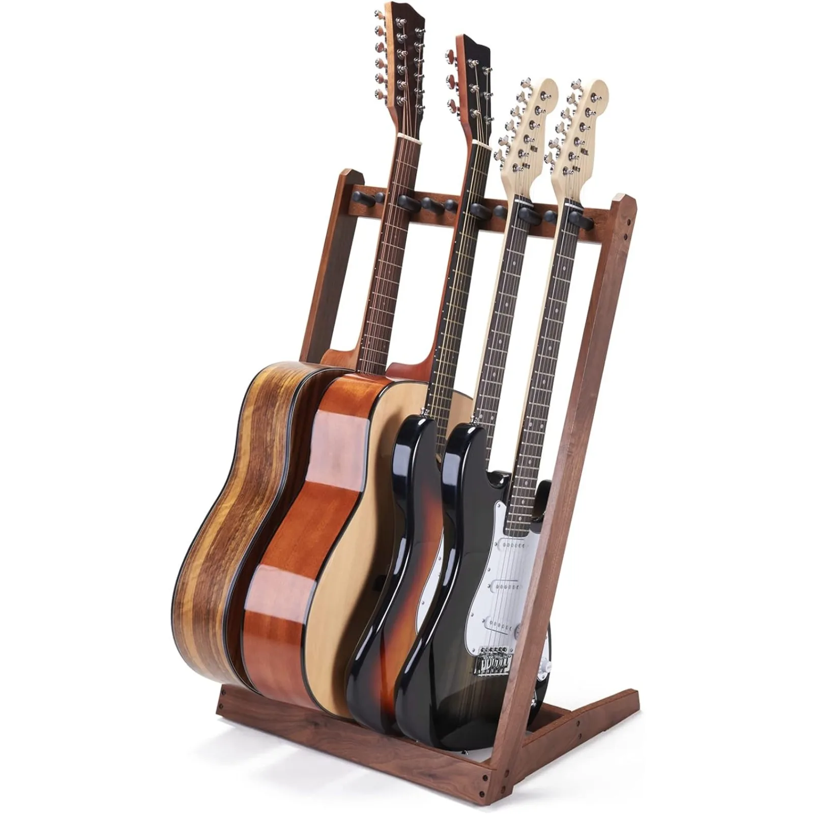 

US Guitar Stand for Multiple Guitars, Hardwood Multi Guitar Stand (3 Acoustic Guitar, 5 Electric or Bass), 5 Guitar