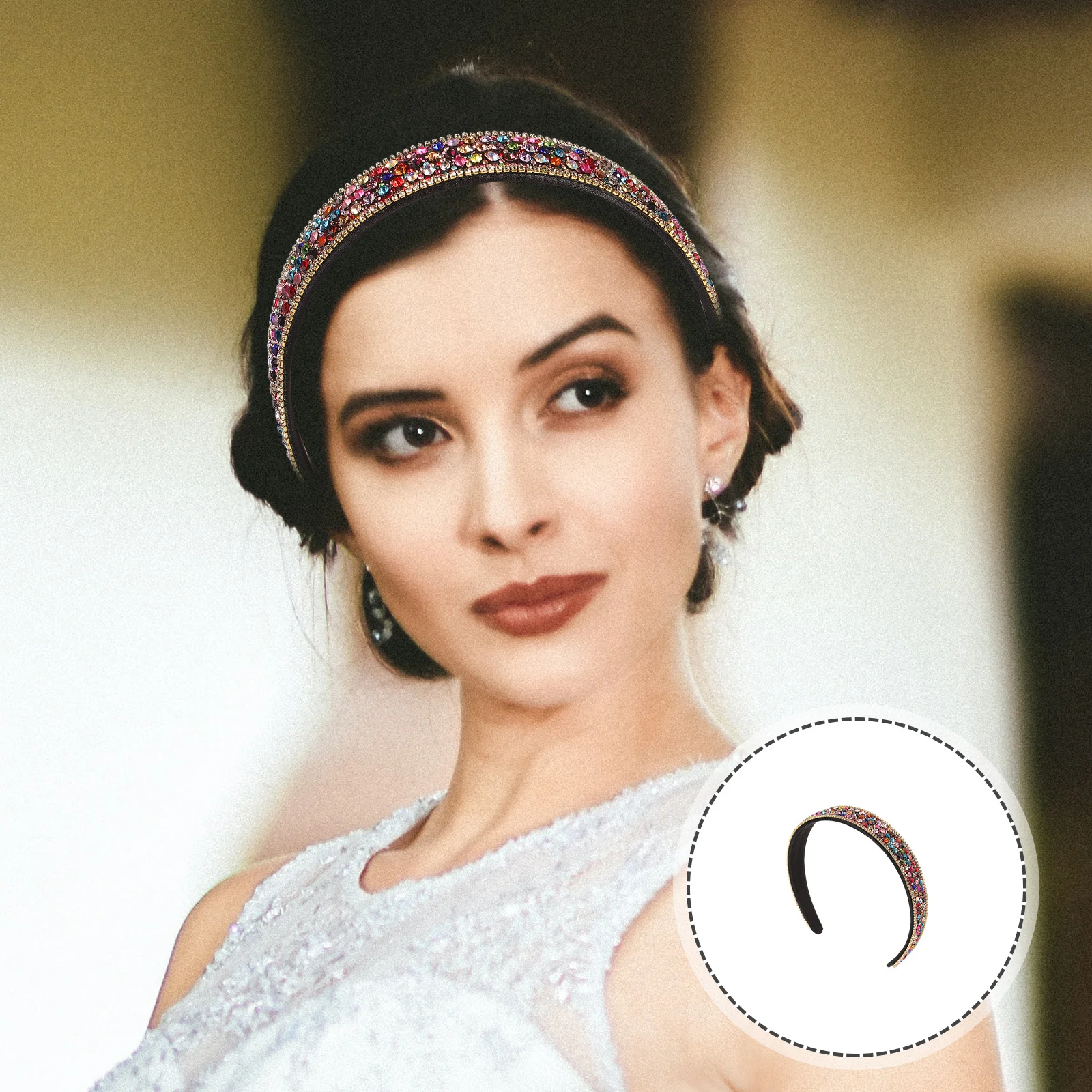 

Band Rhinestone Headband Wide Hair Hoops For Women Girls Decorative Headdress Party Banquet Hair Accessories