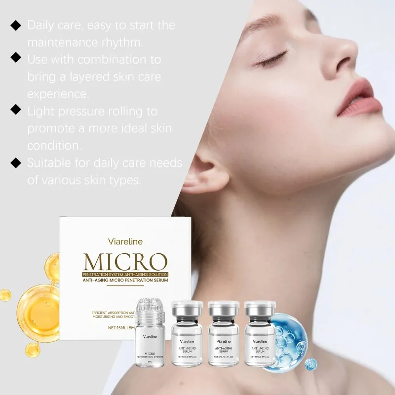 COLLAGEN Hexapeptide Microneedle Serum Kit Deep Hydration Reduce Fine Lines, At Home Facial Care for Smooth Radiant Skin