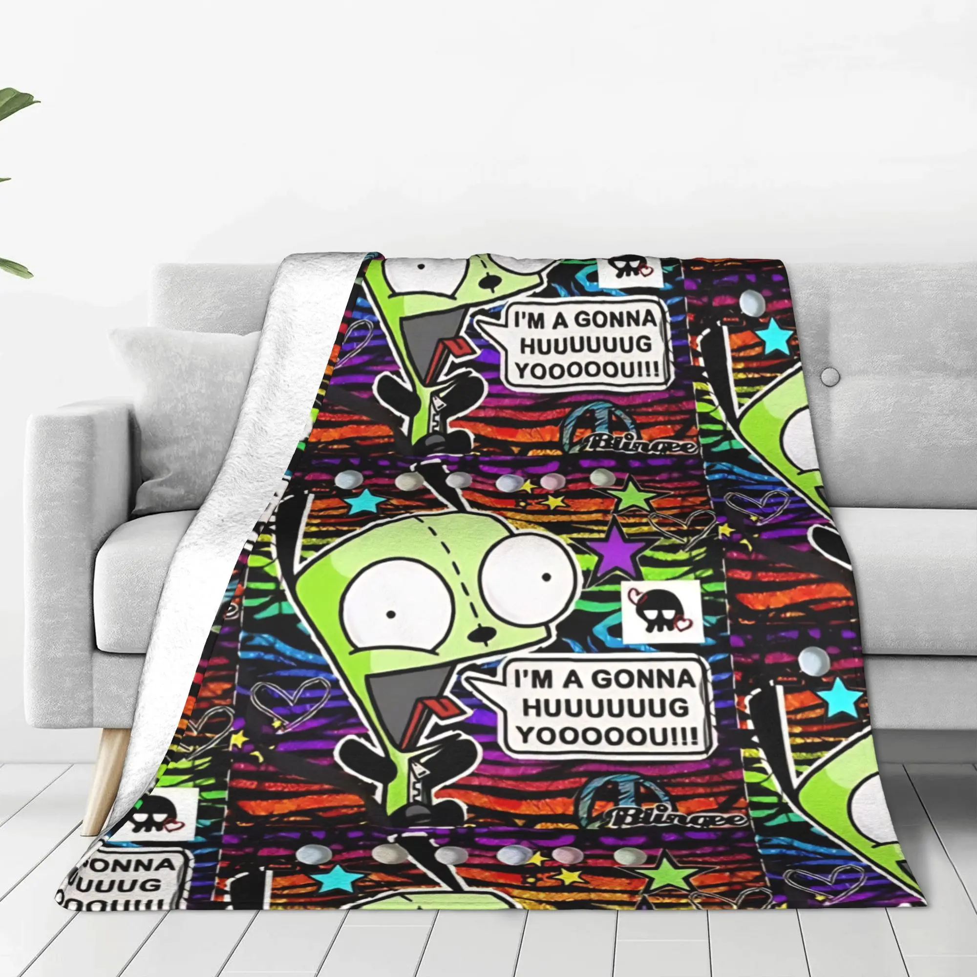 1PC cartoon Invader Zim Home Room Decorations Winter Blankets For Adults Bedding Home Interior Sofa Knee