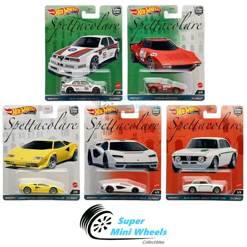 Hot Wheels Premium 2023 Car Culture Spettacolare Hotwheels LAMBORGHINI LP1 Alfa Romeo Metal Cars 1/64 Model Real Riders Toys