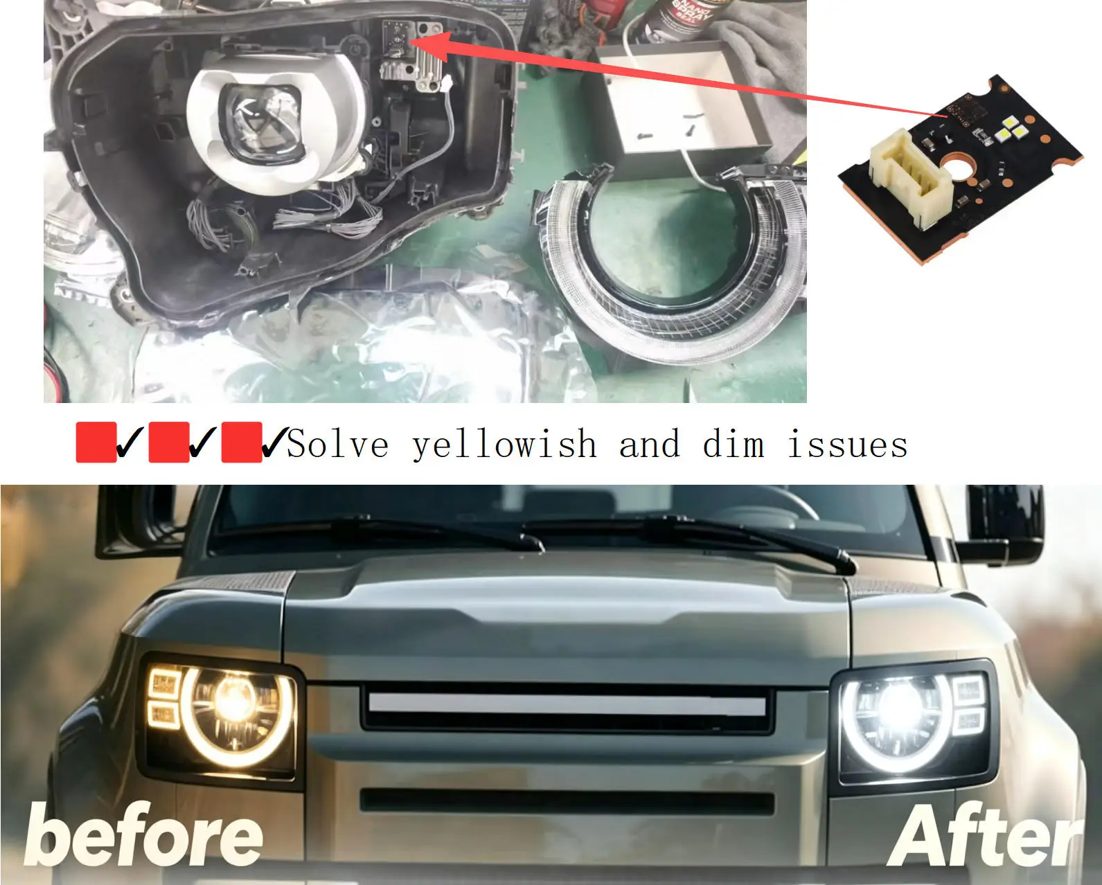 NEW Headlight DRL Tube Acrylic Light Guide Strip Light Bar Strip for Land Rover Defender 2021 2022 2023 Accessories