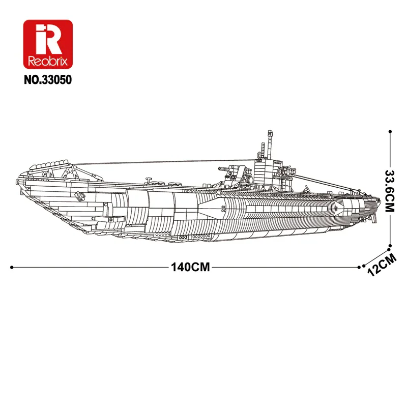 MOC militaire Reobrix 33050, bateau sous-marin, modèle sous-marin stratégique de type U, blocs de construction, puzzle en brique, jouets pour cadeau, 3987 pièces