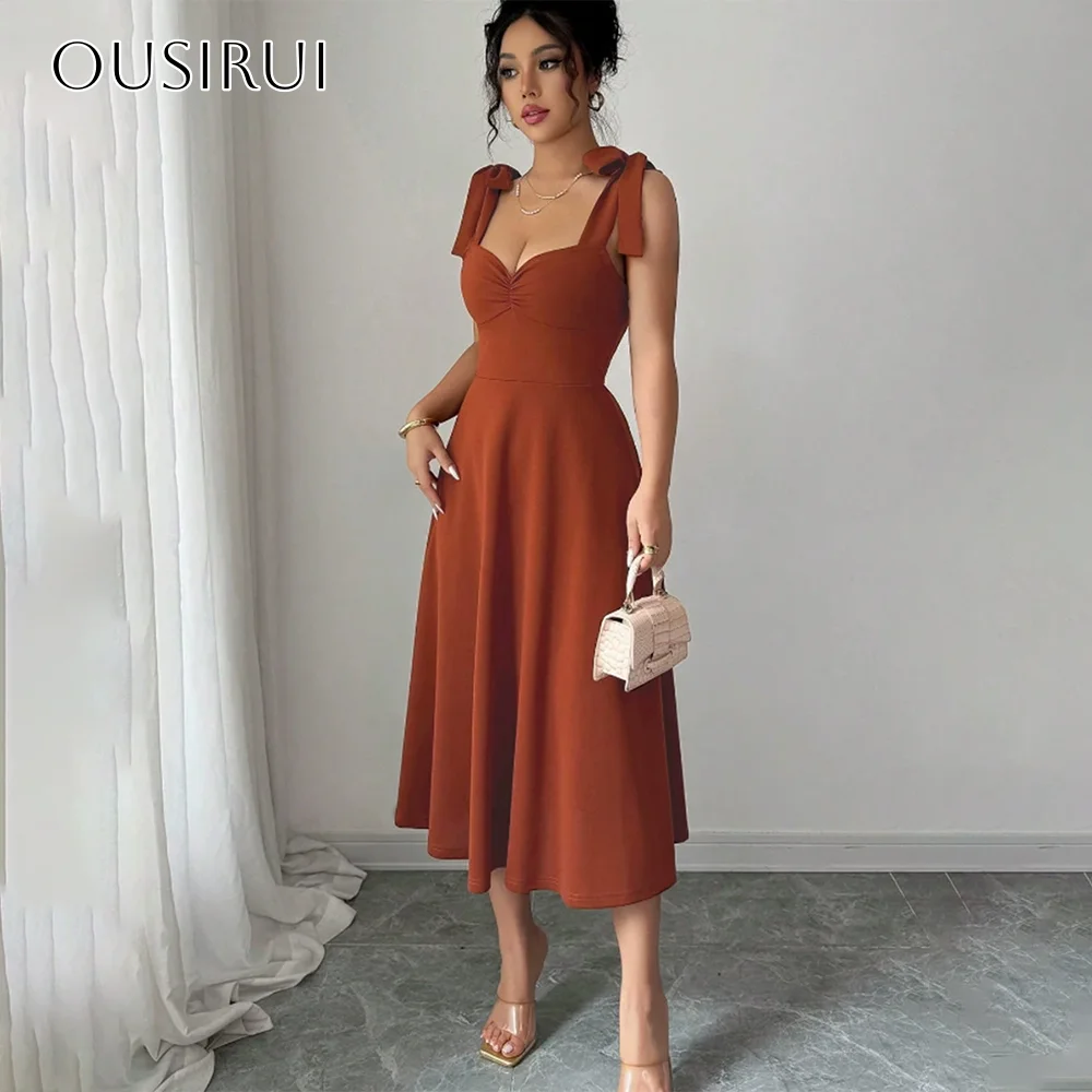 

Straps Short A-line Chiffon Cocktail Dresses Tea Length Pleated Sleeveless Customized платье на выпускной