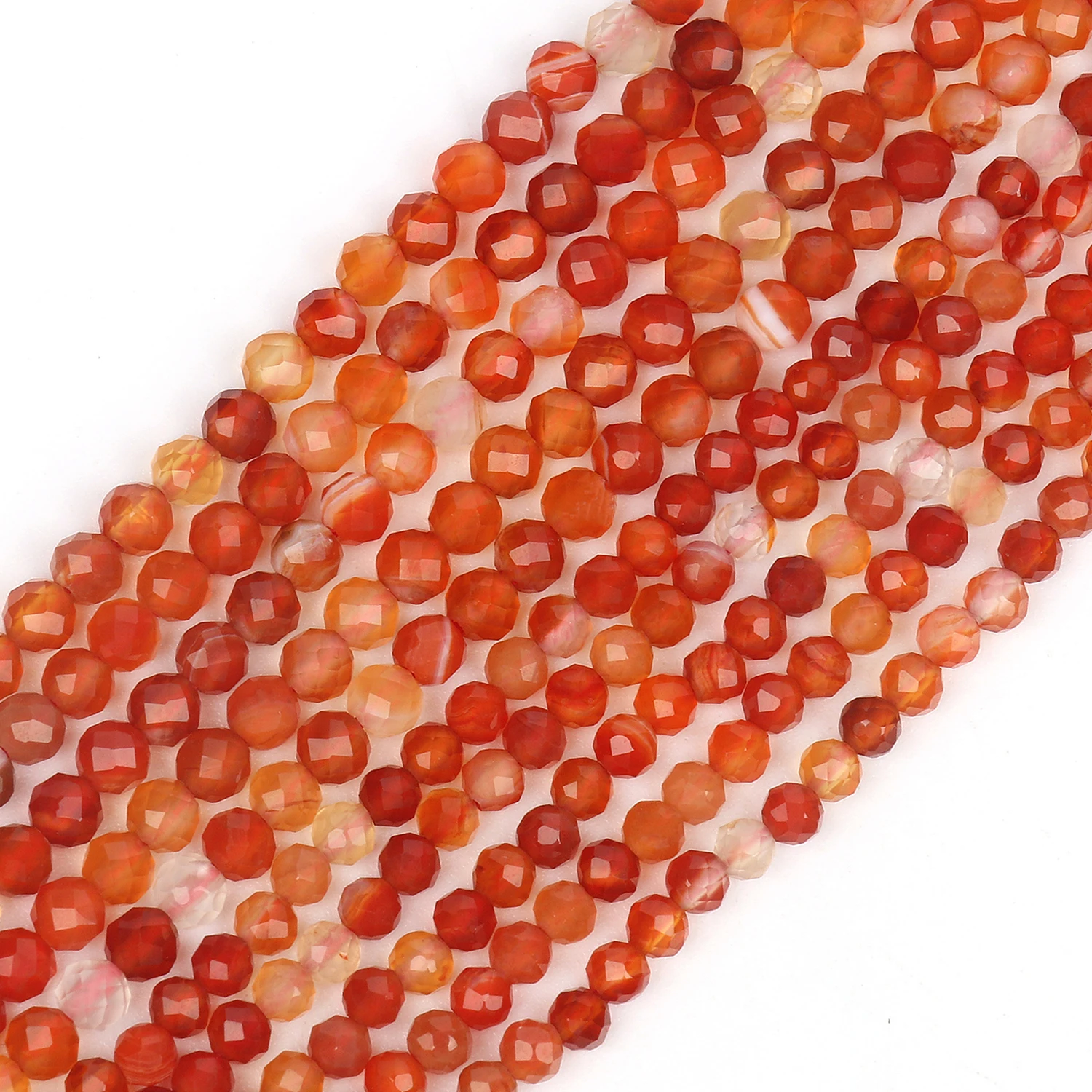 Natural Stone Red Carnelian Beads 2 3 4mm Faceted Agates Small Waist Seed Round Beads for Jewelry Making DIY Bracelet Necklace