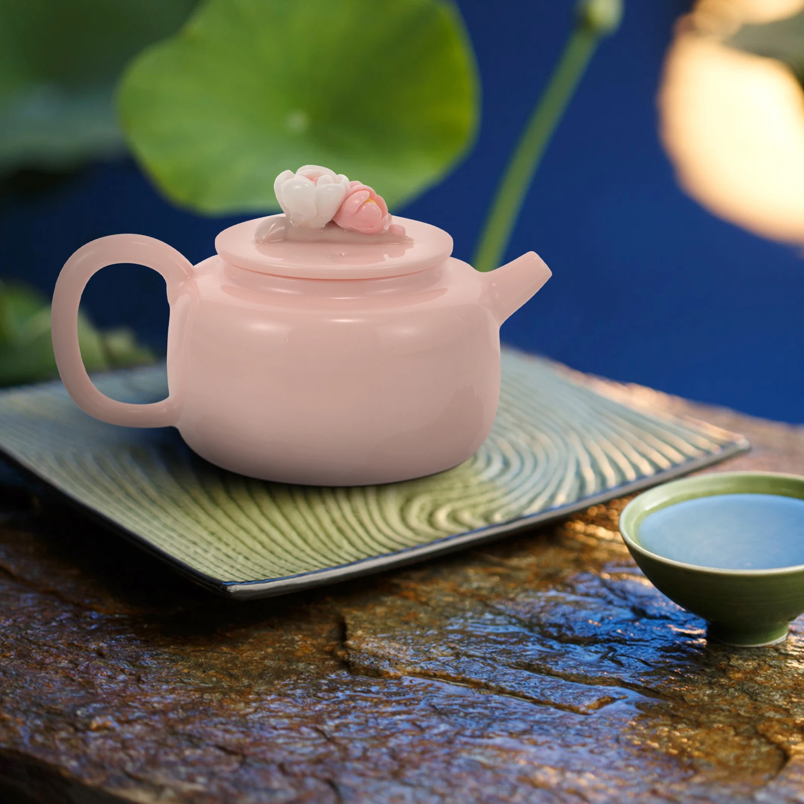 

Handmade Pinch Flower Ceramic Teapot Retro Pot Heat Resistant Small Compact Portable Tea Kettle For Home Office Daily