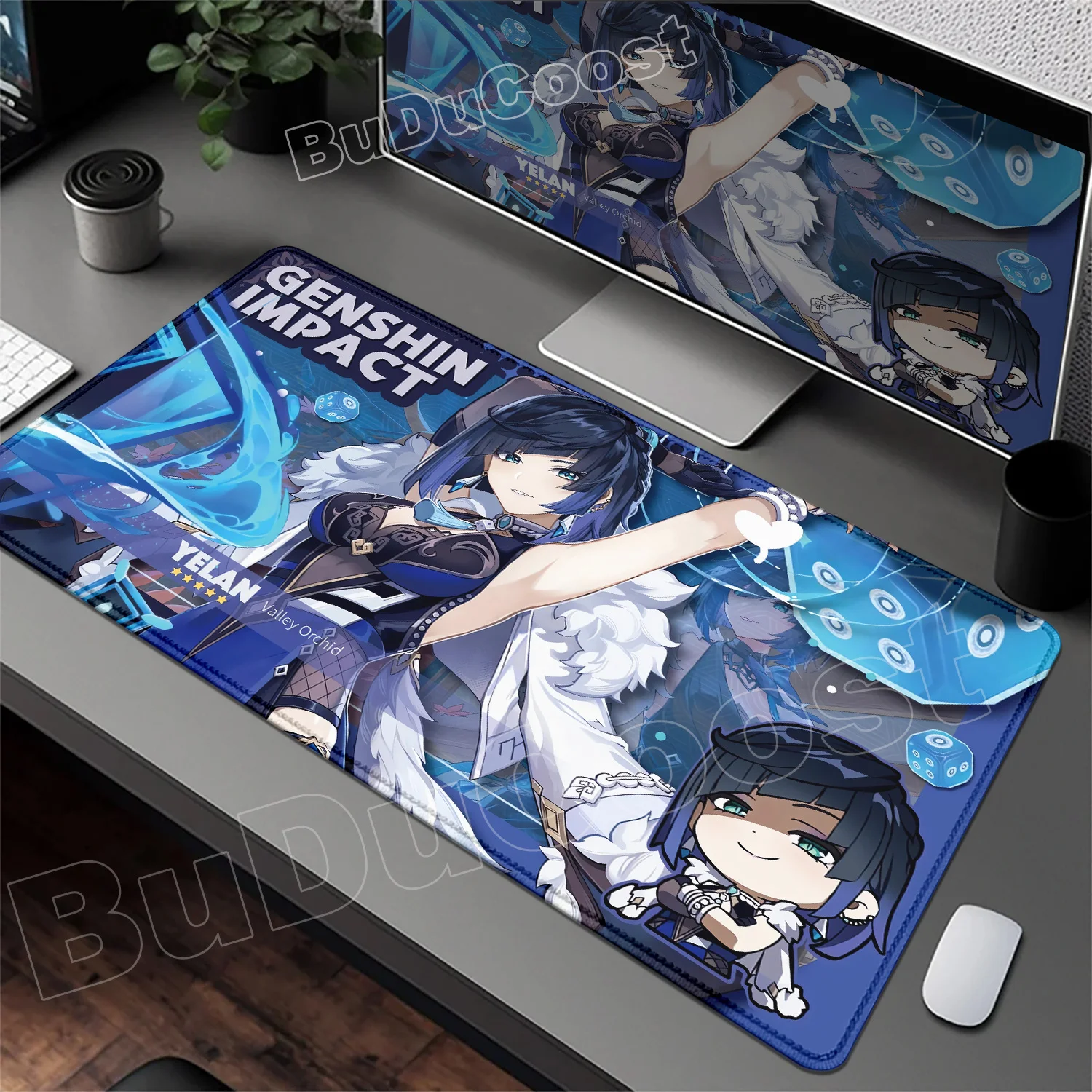 

HD Print Yelan Diluc Desk Mat Genshin Impact Xxl HD Anime Mouse Pad New Mousepad E-Sports DeskMat PC Large Playmat Cute Mice Mat