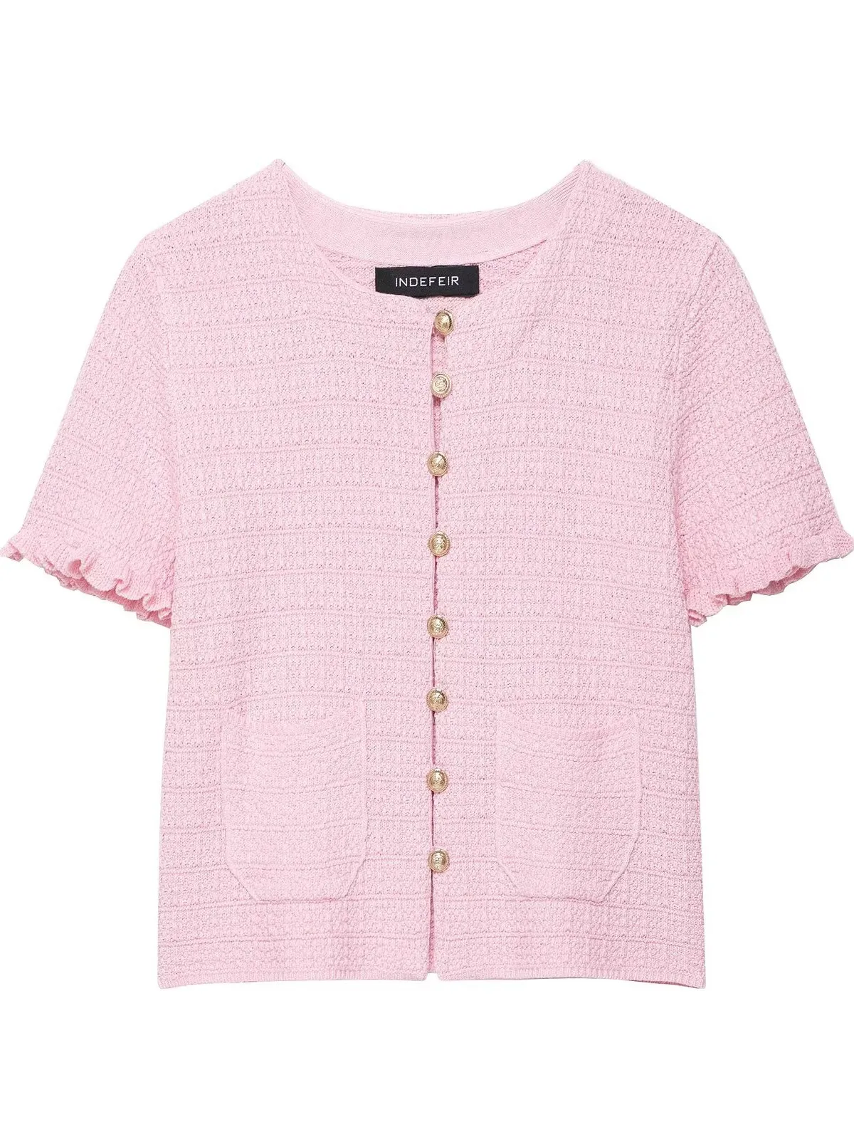 

Faionable Women's Knitted ort Sve round Ne Layered Decoration irt Summer New Arrival Commute Sle Slim Fit Pure C...