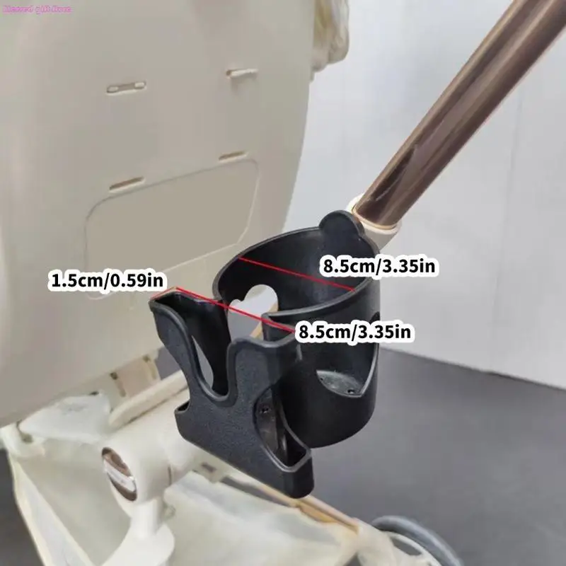 D0JC Multifunctional 2 In 1 Baby Strollers Cup Holder Bottle Storage Rack Phone Mount 360 Degree Rotate for Easy Outings